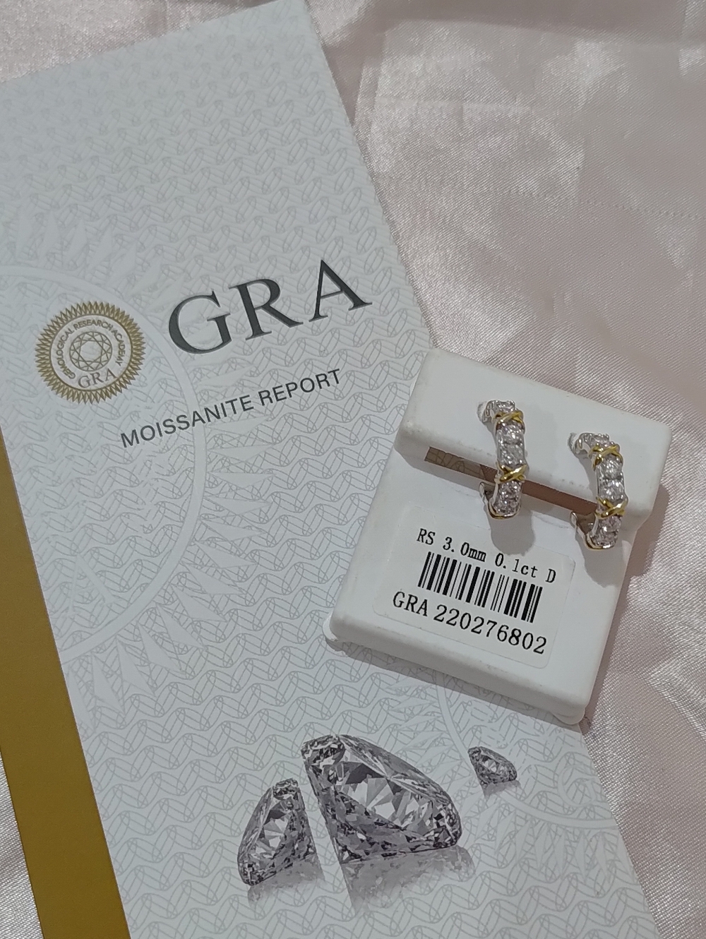 925 Two Tone Moissanite Half Hoop Earrings, VVS1 ME034